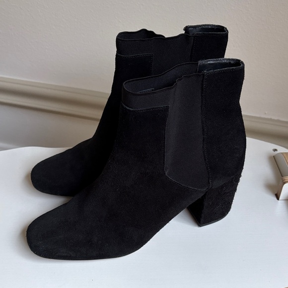 Zara Black Genuine Suede Ankle Booties Size 9 / 40 EU - Picture 1 of 10